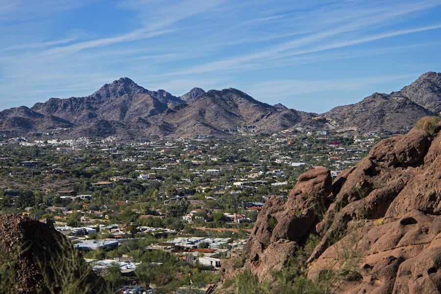 View across the Phoenix valley from Camelback Mountain, Arizona